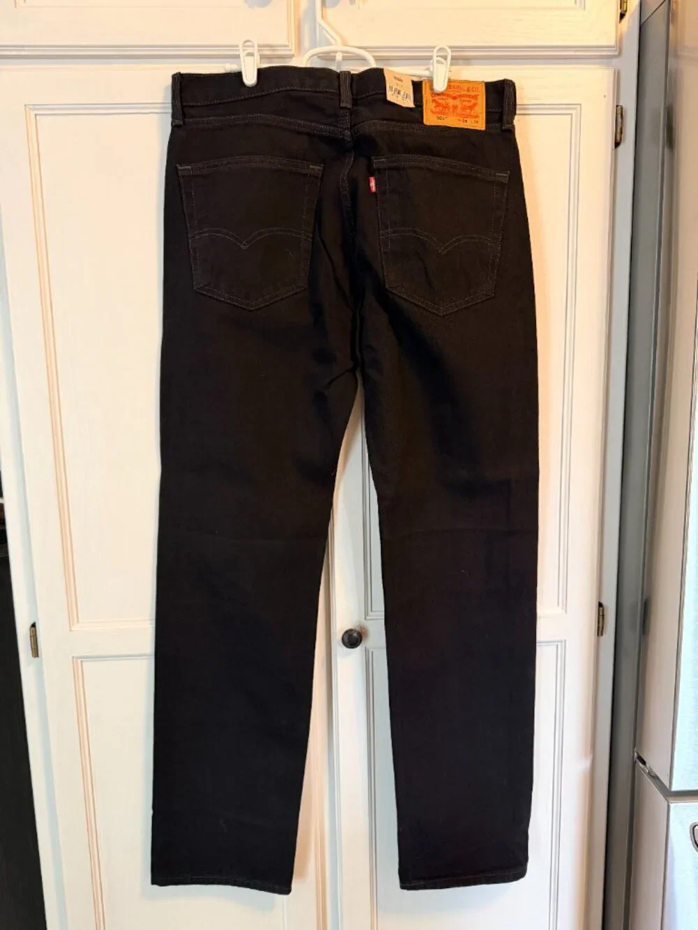 NWT Levis 505 Mens Black Jeans 36x34